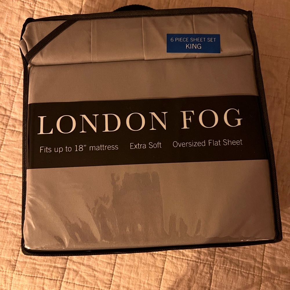 London fog king size gray sheet set